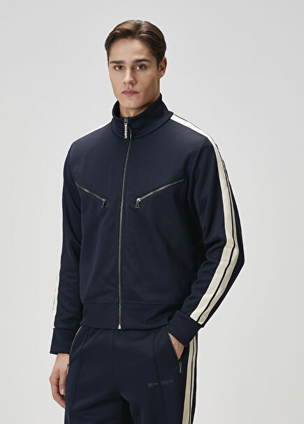 Curved Mavi Logo Baskılı Sweatshirt