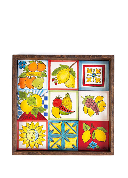Amalfi Coast 9 <not>Section</not> Handmade Wooden Tray