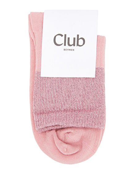 Pembe Simli Kadın Soket Çorap