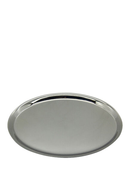 Gümüş Rengi Metal Oval Servis Tepsisi 30 cm