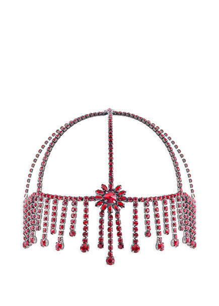 Mona Kırmızı Kristal Taşlı Kadın Saç Aksesuarı