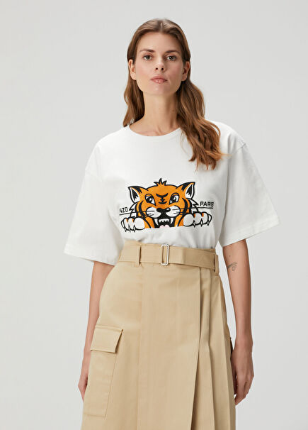 Happy Tiger Beyaz T-shirt