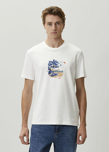 Beyaz Baskılı T-shirt