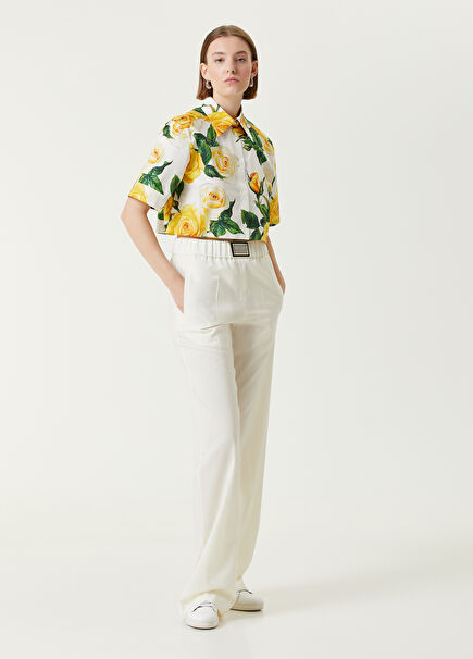 White Flared Wool Pants