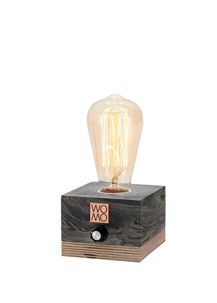 Dimmable Marble Patterned Cylinder Concrete Table Lamp