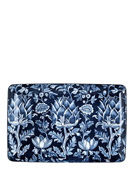 Lunara Mavi Desenli Seramik Sunum Tepsisi