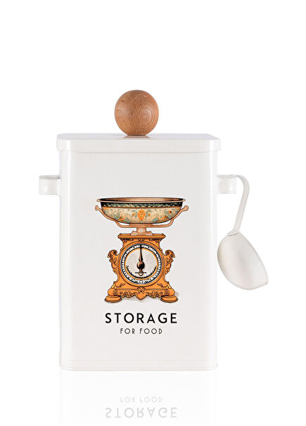 Storage Patterned White Metal Kitchen Storage Container