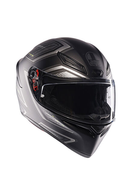 K1 S E2206 Sling Matt Black Grey Kapalı Motosiklet Kaskı