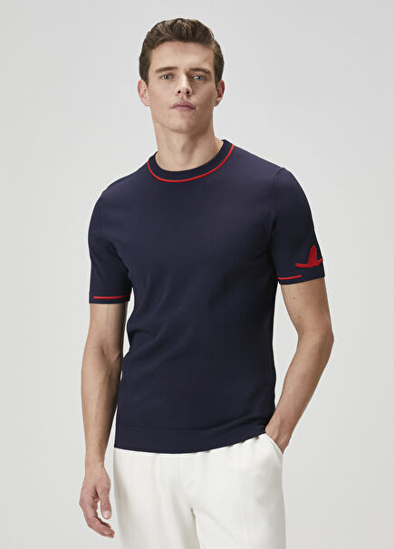 Navy Blue Logo Jacquard Sweater