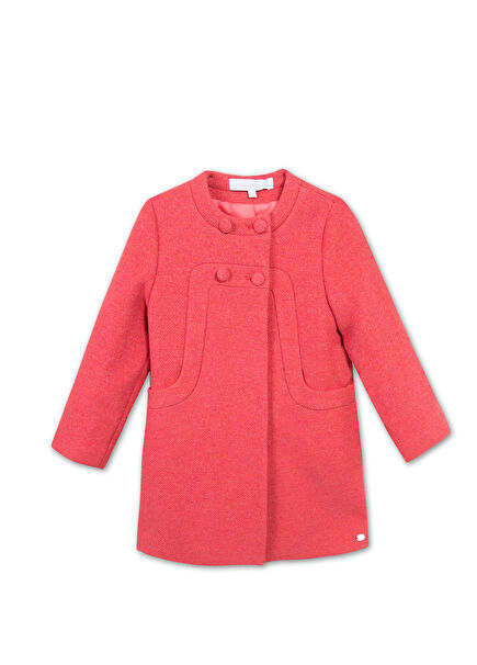 Dark Pink Girls' Wool Coat