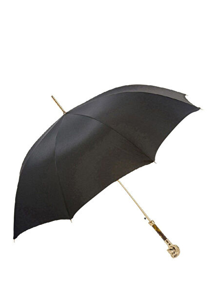 Golden Horse Figure Black Khaki Striped Unisex Umbrella