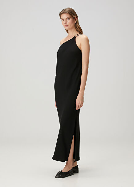 Black One-Shoulder Maxi Dress