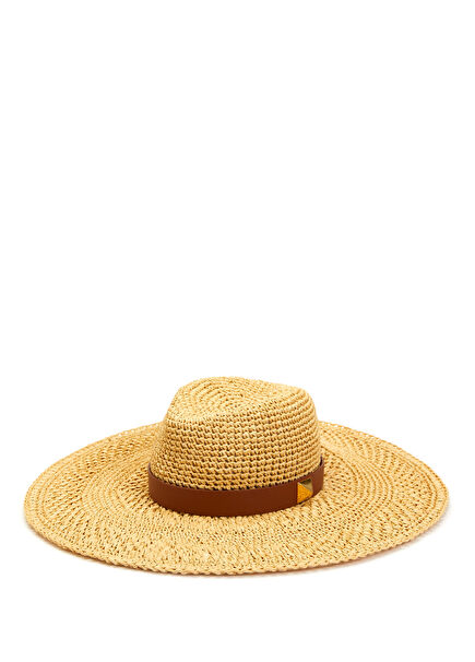 Naturel Taba Troklu Kadın Hasır Şapka