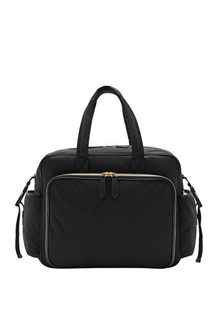 Quilted Nylon Baby Changing Siyah Bebek Bakım Çantası