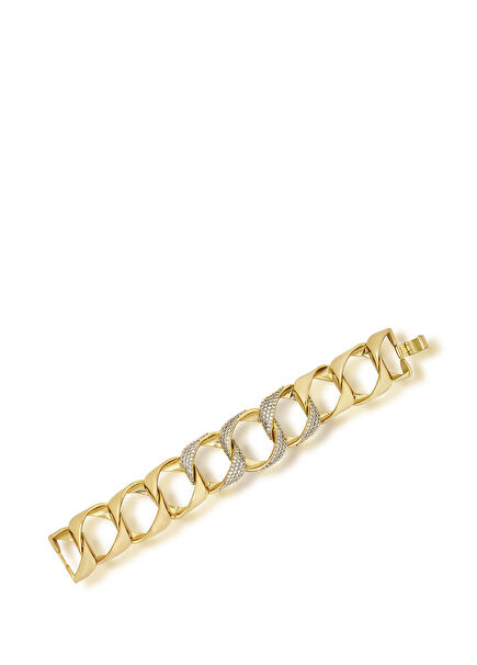 Manhattan Link Bracelet with Center Crystal