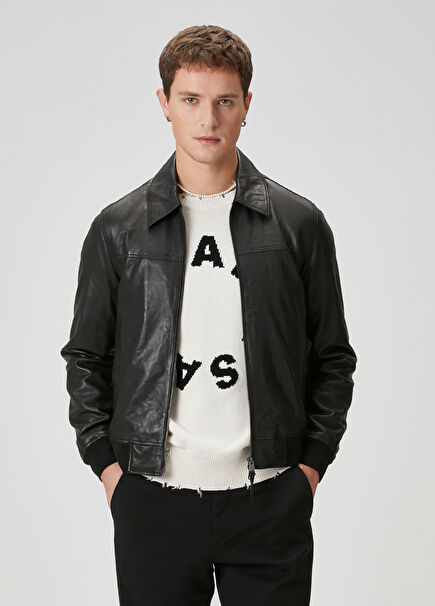 Slim Fit Gen Black Leather Coat