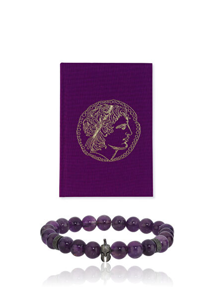 Marcus & Helmet Ametist Bileklik ve Defter Erkek Hediye Seti