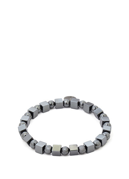 Silver Hematite Stone Men's Bracelet