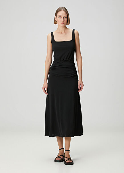 Plant Of Joy Black Midi Dress