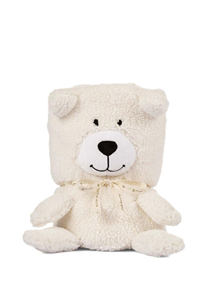 Ayıcık Ekru Pamuklu Wellsoft Bebek Battaniyesi 80 x 100 cm