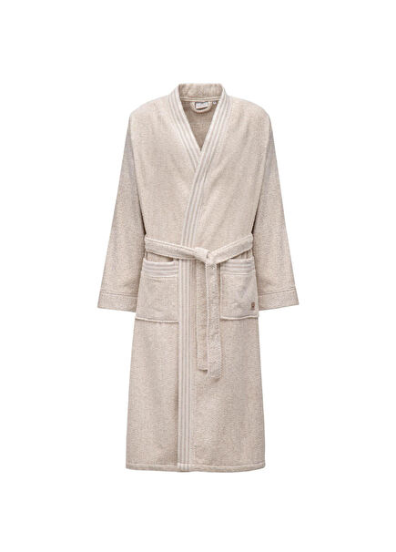 Raisa %100 Organik Pamuk Jakarlı Bej Erkek Bornoz