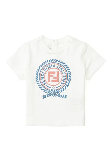 Beyaz Logo Detaylı Erkek Bebek T-shirt