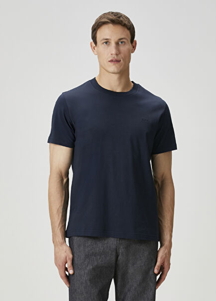 Navy Blue Logo Embroidered T-Shirt