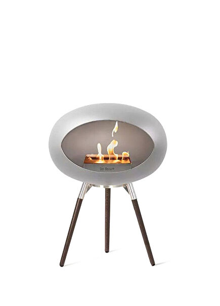 Nickel Dome Small Foot Fireplace & Ground Wood Polished Steel Burner