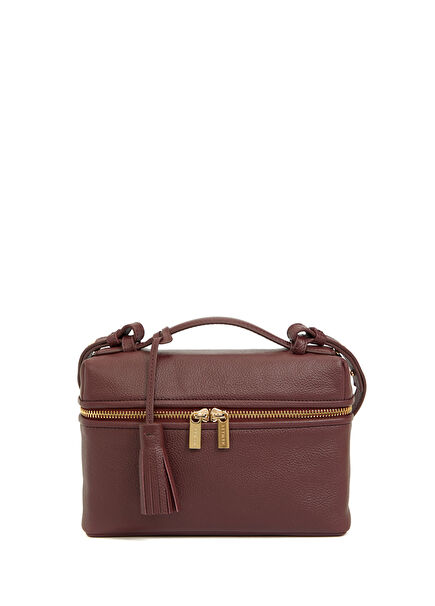 Tassel Bordo Kadın Deri Çanta