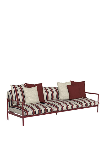 Nalu Red Aluminum Skeleton Triple Garden Sofa