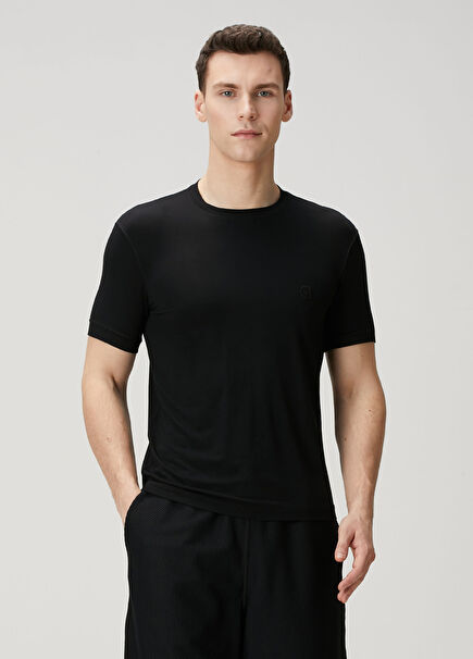 Siyah Logo Nakışlı T-shirt