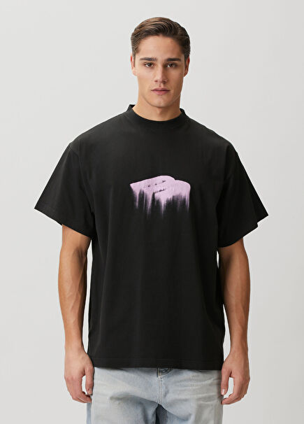 Siyah Logo Baskılı T-shirt