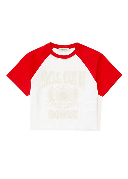 Kırmızı Beyaz Logo Baskılı Kız Çocuk T-shirt