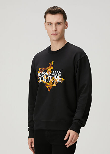 Siyah Logo Baskılı Sweatshirt