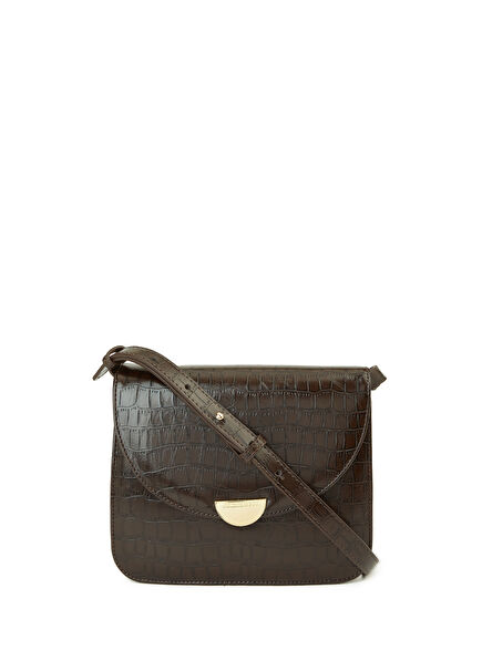 Brown Croco Women's Messenger Bag