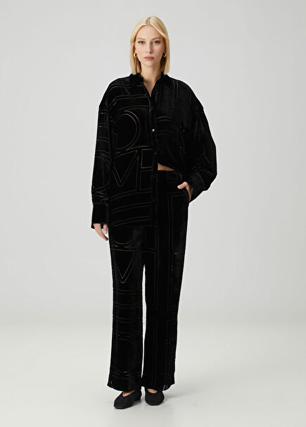 Siyah Monogram Pijama Pantolon