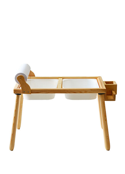 Woodnjoyl Wooden Sensory Kids Activity Table + Paper Roll