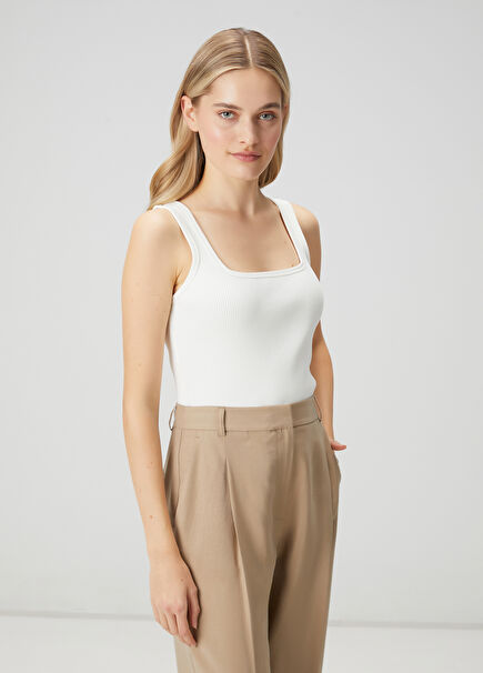 Off-White Square Neck Tank Top