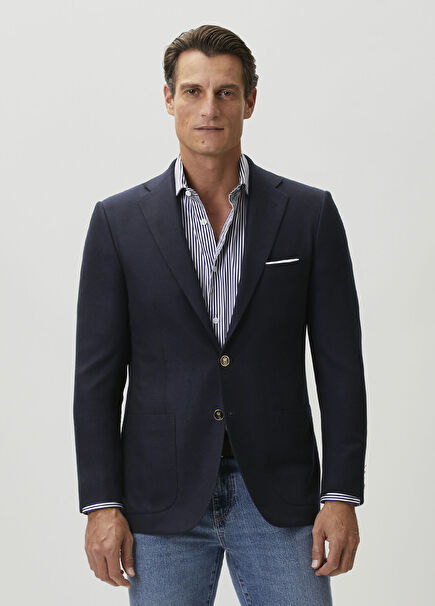 Navy Blue Cashmere Jacket