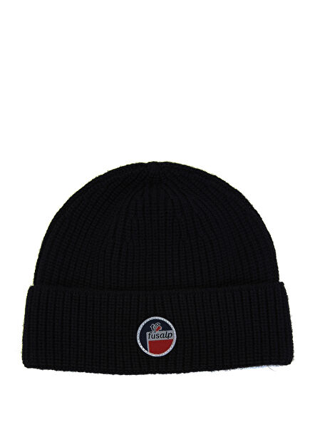 Navy Blue Logo Patched Women's Wool Beanie