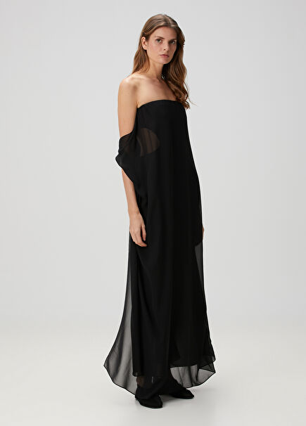 Black Maxi Silk Evening Dress