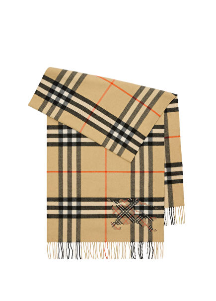 Check Ekd X Stıtch Beige Cashmere Women's Scarf