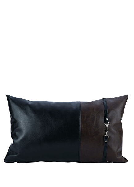 Black Tan Leather Side Buckle Pillowcase