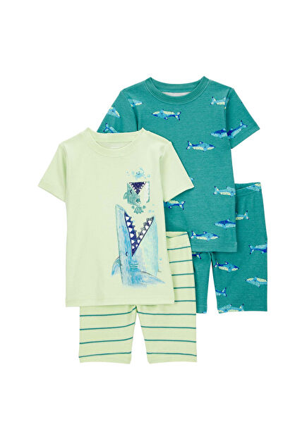 Renkli Desenli Erkek Bebek 4'lü Pijama Takımı