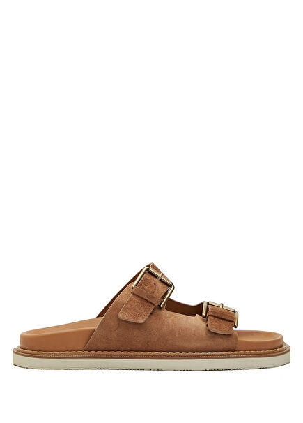 Tobacco Double Strap Men's Suede Slippers