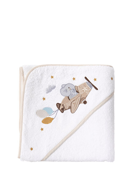 Happy Tony %100 Organik Pamuklu Nakışlı Bebek Havlu Kundak 80 x 80 cm