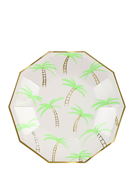 Palmiye Temalı 8'li Kağıt Parti Tabağı