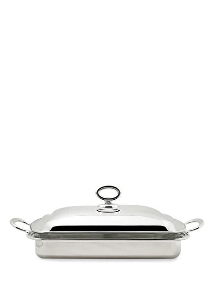 Gümüş Kapaklı Dikdörtgen Servislik 34 x 26 cm