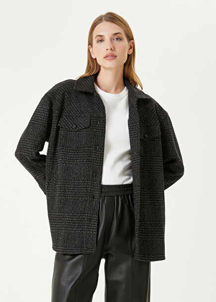 Antrasit Kazayağı Desenli Gömlek