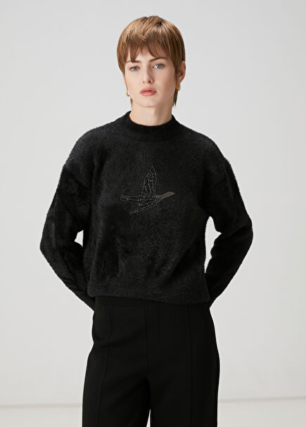 Black Embroidered Logo Sweater